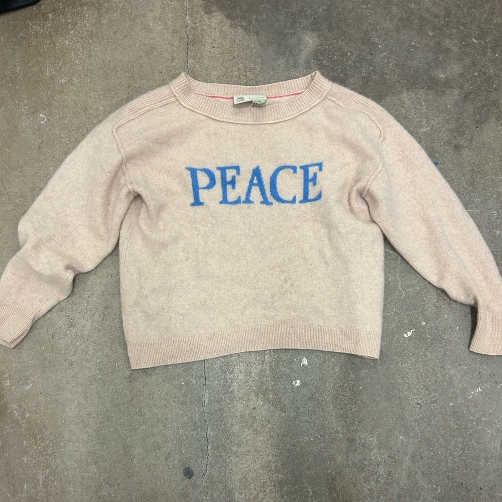Anthropologie saturday sunday peace 100% cashmere Beige Sweater cropped